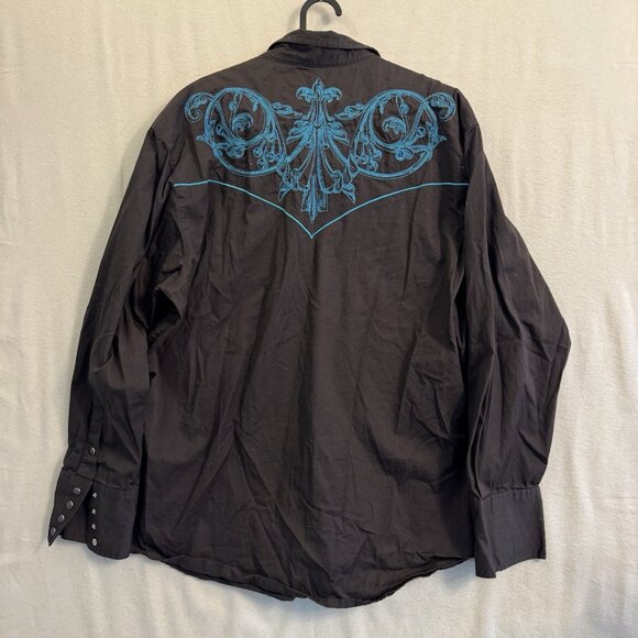 Roper Pearl Snap Denver Shirt Men’s XXL Brown Embroidered Western Rodeo Cowboy - Picture 6 of 9